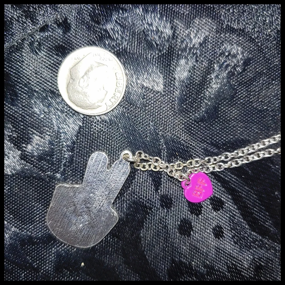 Cute BFF Peace Sign Rainbow Necklace